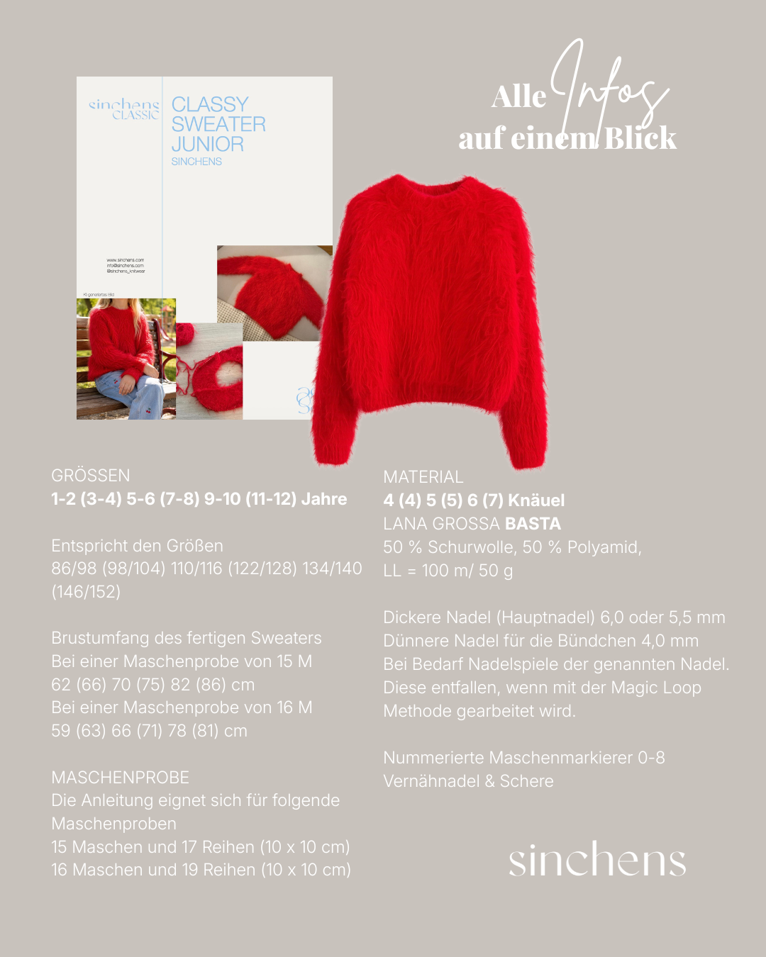 Strickanleitung - Classy Sweater Junior (15 + 16 M)