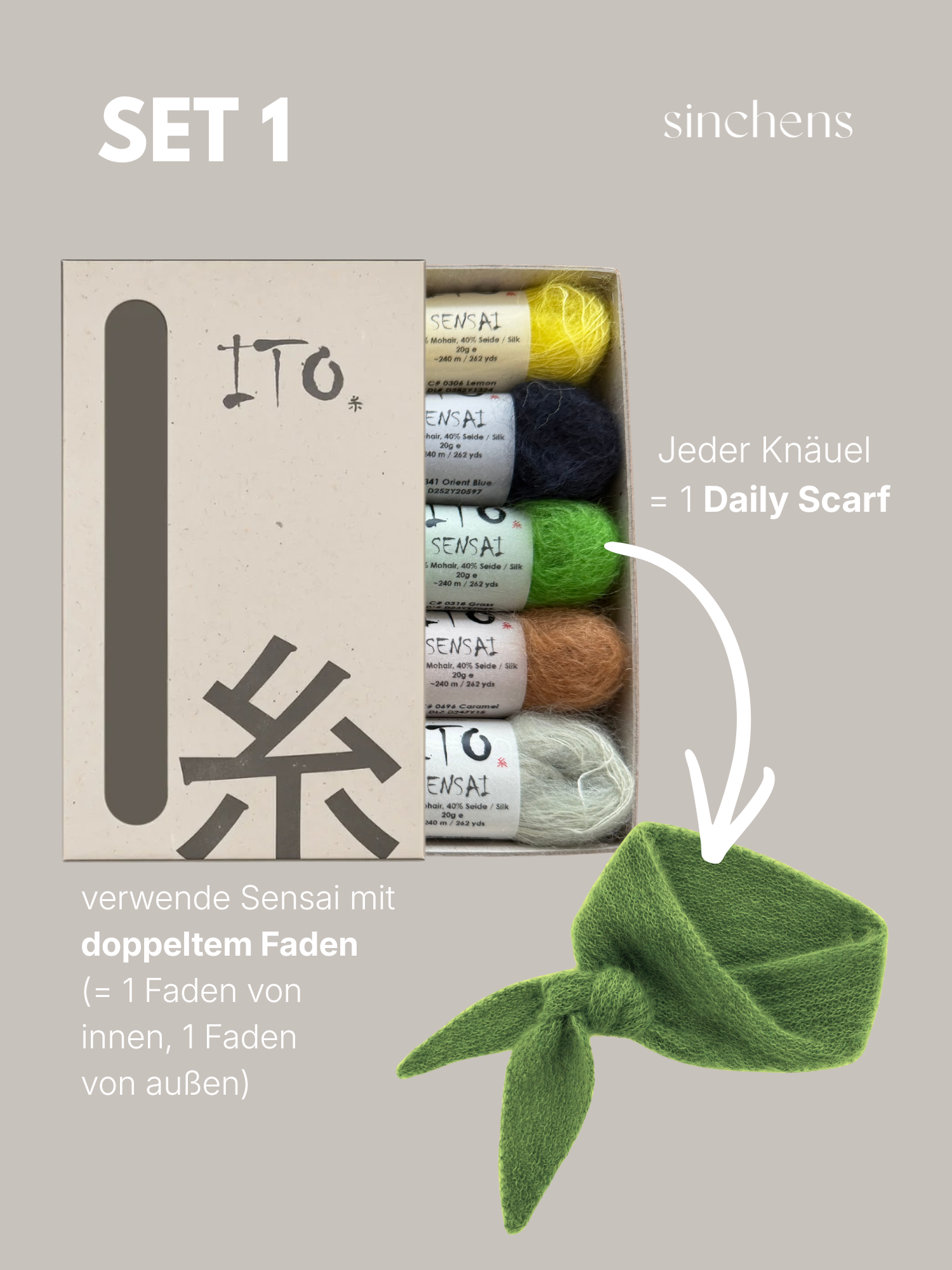 Dailyscarf (Geschenkbox mit 5 Knäuel Sensai)