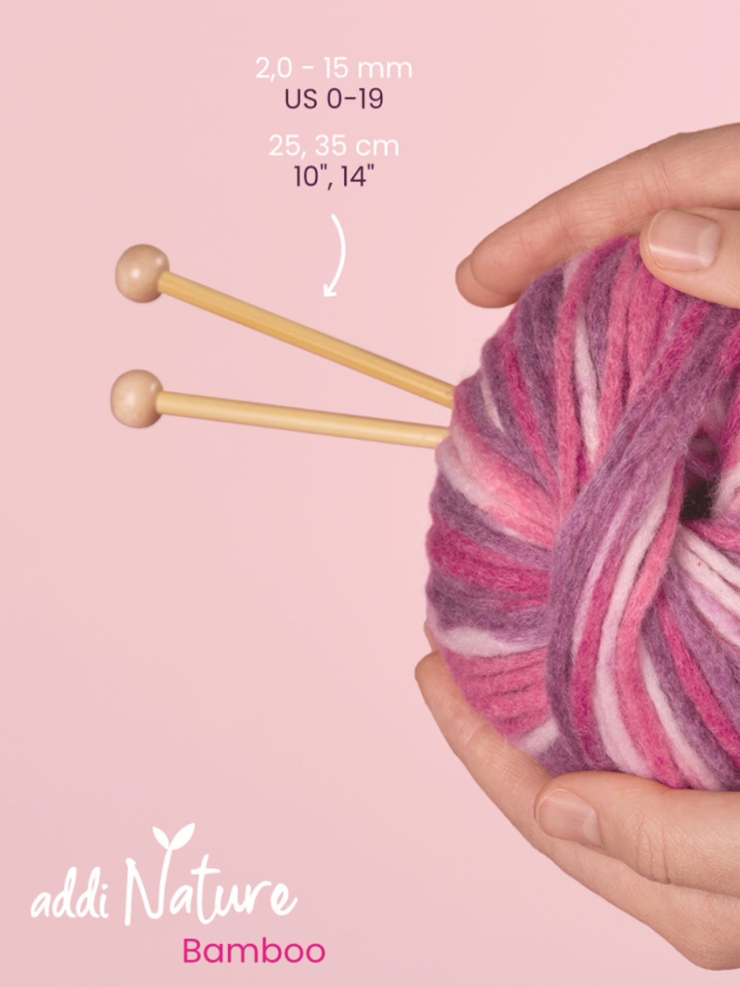 addiNature Bamboo Jackenstricknadel – einzeln (2–9 mm)