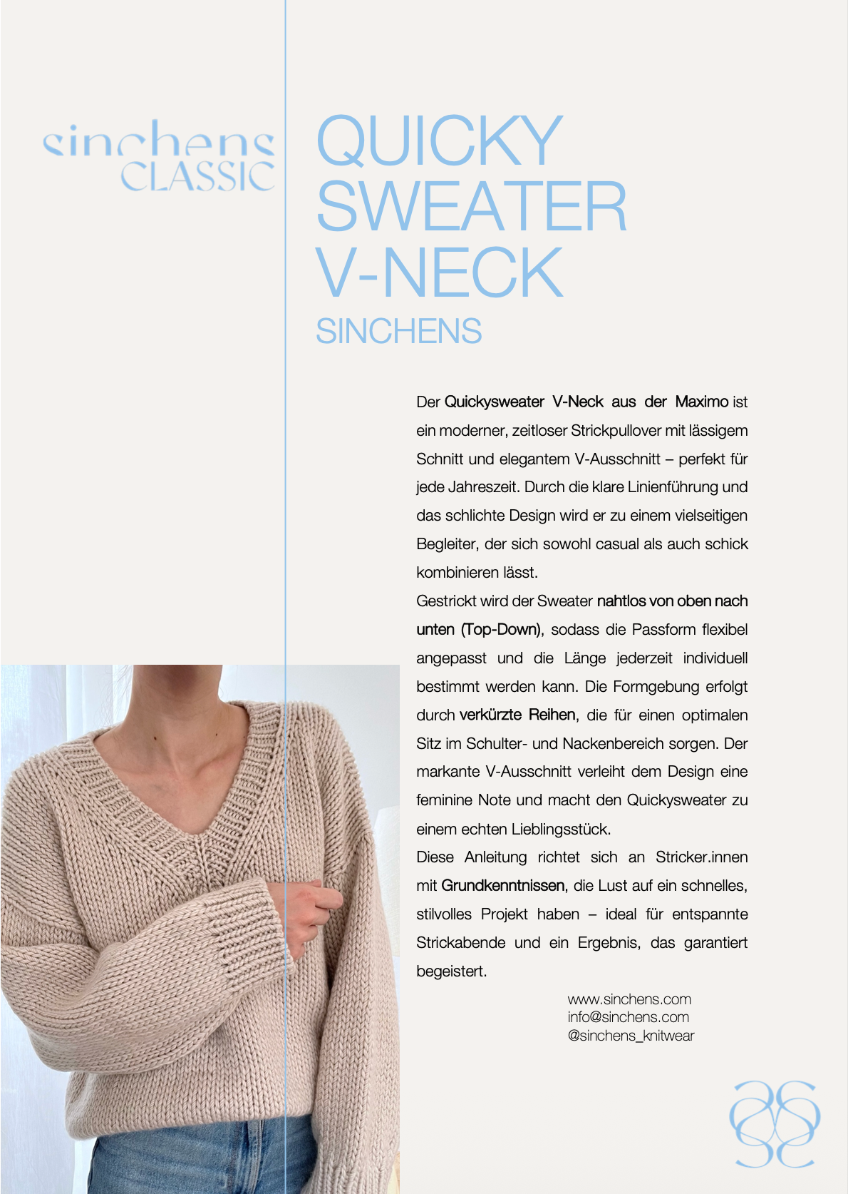 Strickanleitung - Quickysweater V-Neck