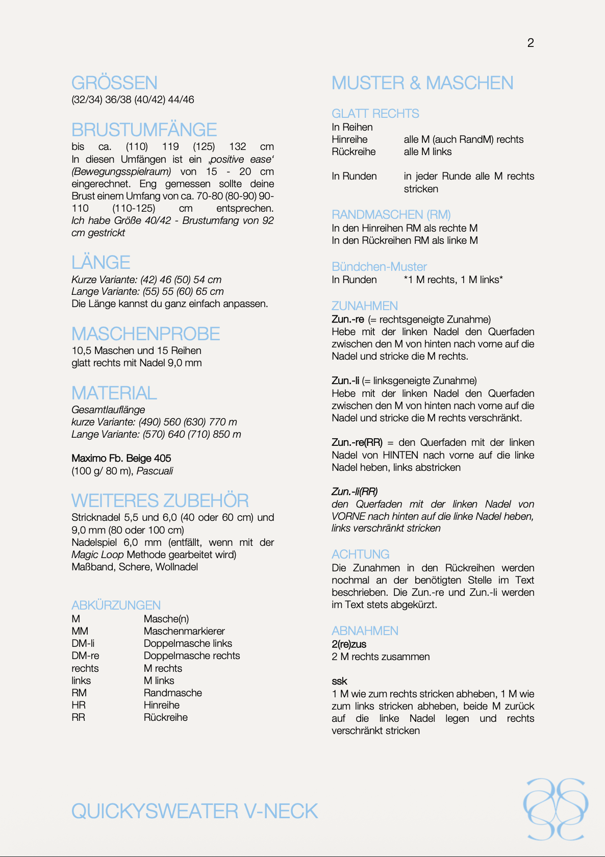 Strickanleitung - Quickysweater V-Neck